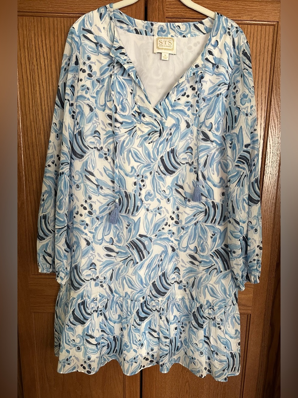 Sail To Sable White & Blue Dress